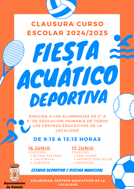 Cartel de la fiesta acuático deportiva 2025