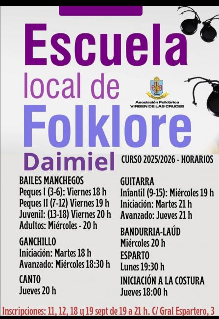 Escuela Local de Folklore. Horarios 2025