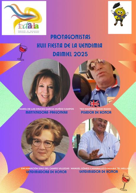 Mantenedora, pisador y vendimiadores de honor 2025. Fuente: RRSS FEDADA