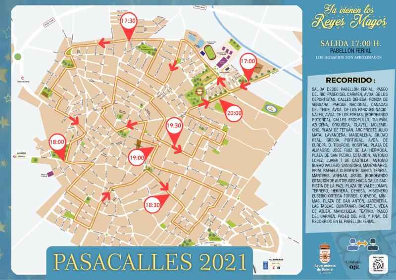 Recorrido del Pasacalles de los Reyes Magos