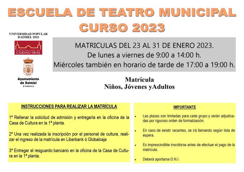 Matrículas - Escuela de Teatro - Cartel