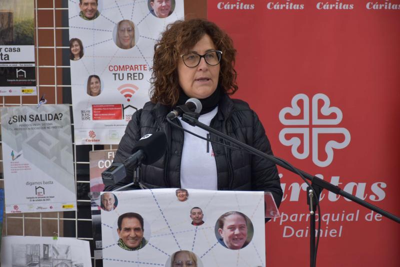 Durante el acto en la Plaza de España