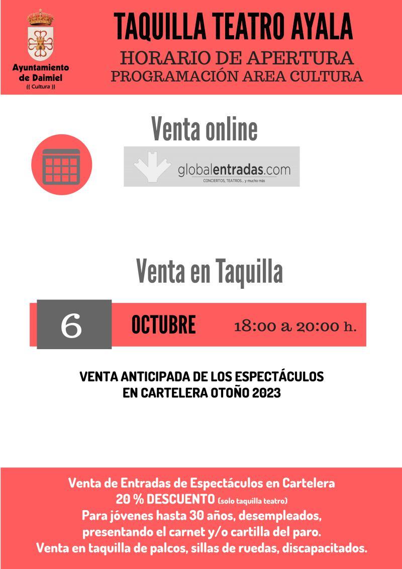 Taquilla teatro octubre 23 Taquilla teatro octubre 23