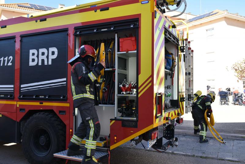 LLegada de los bomberos al simulacro de La Masiega. 