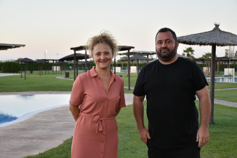 Cruces Sánchez de Pablo y Román Ortega, ayer previa apertura de puertas