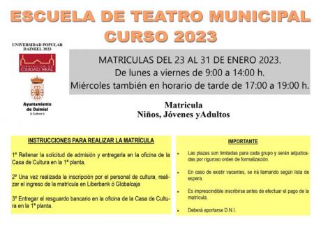 Matrículas - Escuela de Teatro - Cartel