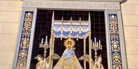 Detalle del mosaico de la patrona de Daimiel en su capilla en la catedral de la Almudena