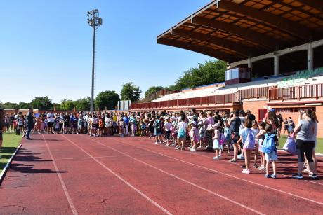 Durante la recepción en el Estadio Municipal