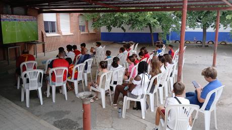 Durante el partido en el Espacio Joven 