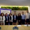 Los galardonados junto con el alcalde, la concejal de Promoción Económica, el portavoz y el presidente de AEDA