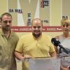 José Jiménez, junto a Julián Borondo y Cristina Mateo, este miércoles en la sede socialista